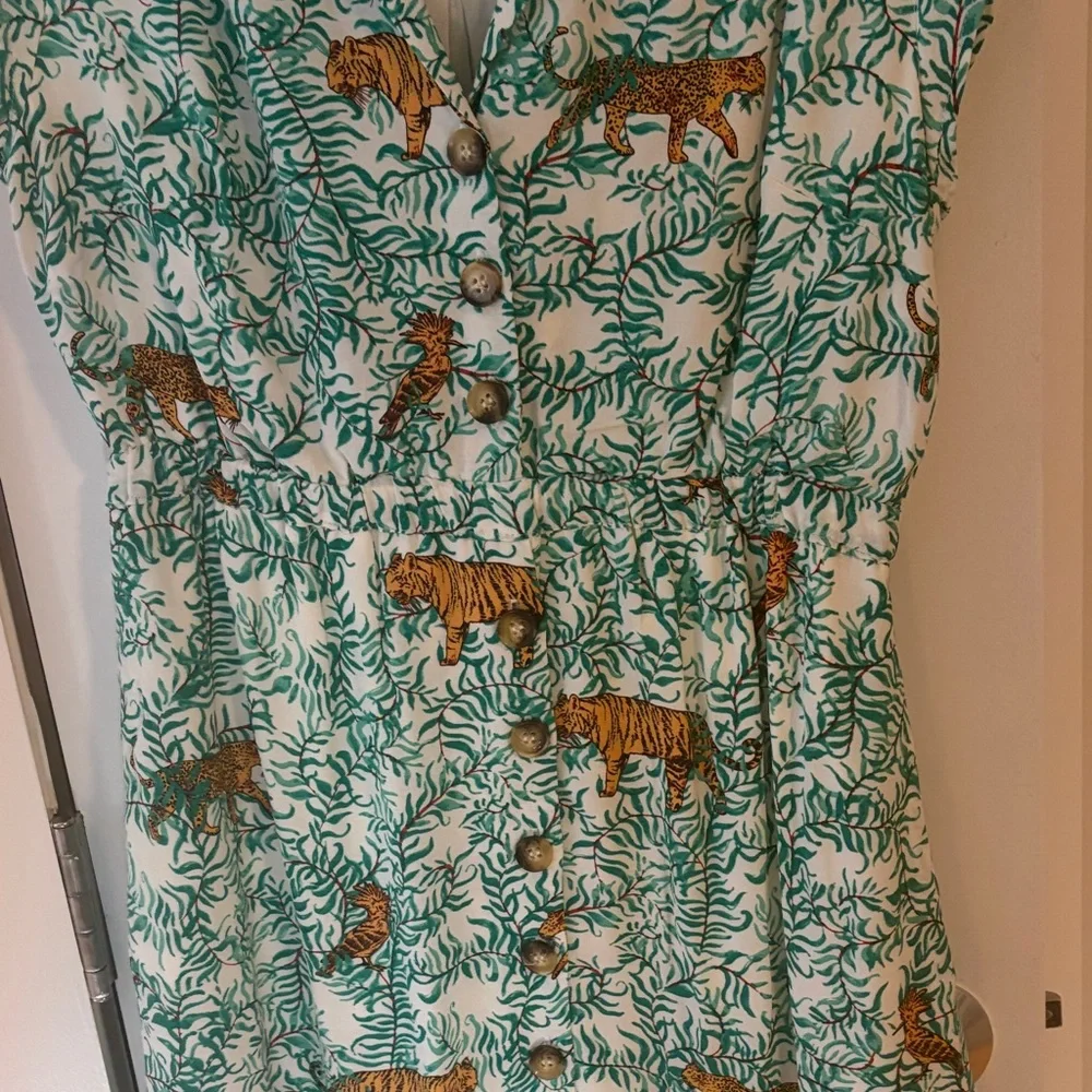 Maeve Anthropologie Green Leaf Print Dress (2P) - Picture 3 of 4